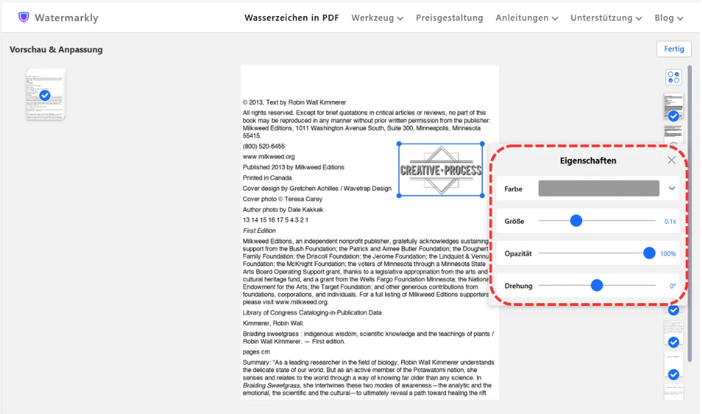 Wasserzeichen in PDF bearbeiten