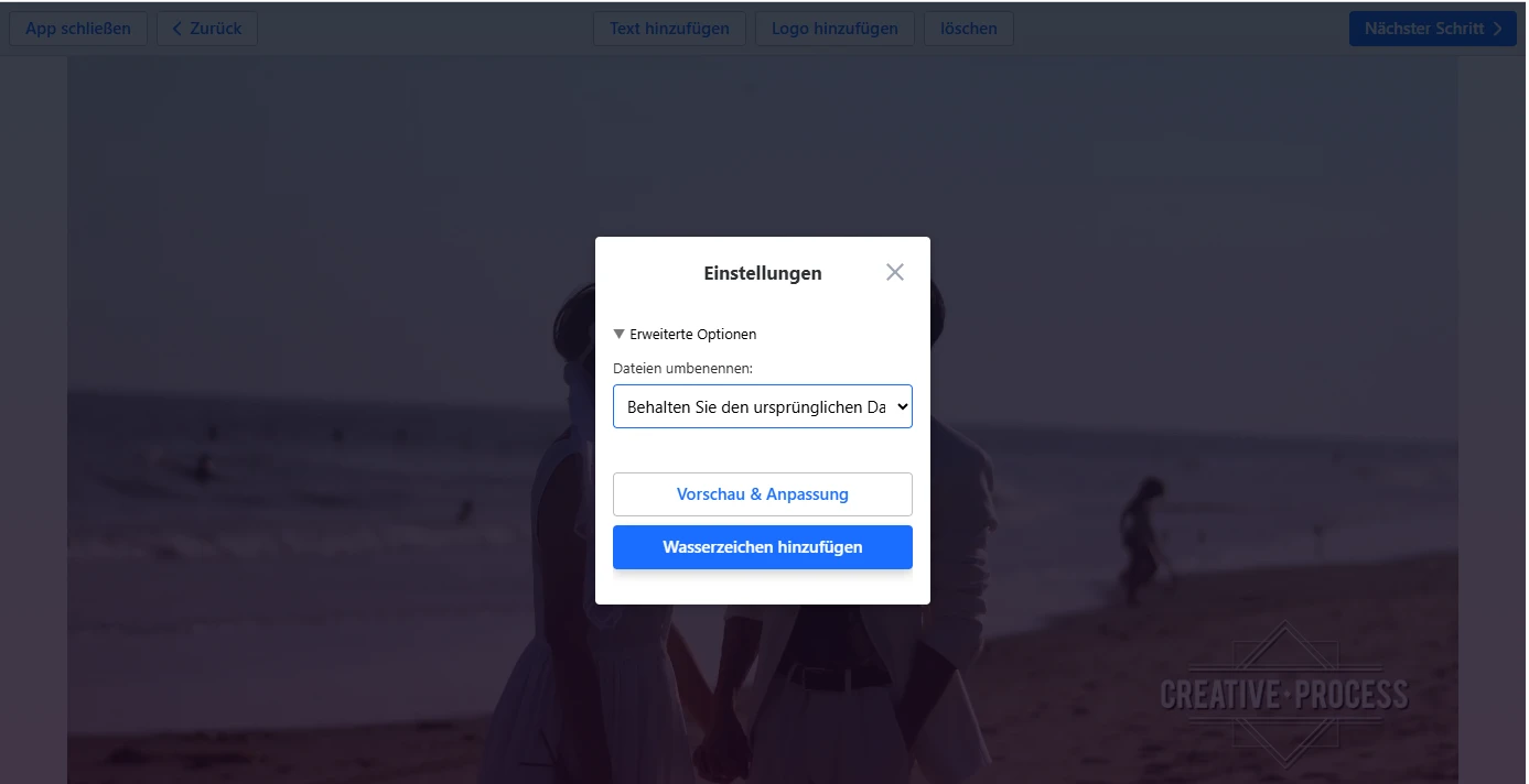 Einstellungen Video-Wasserzeichen