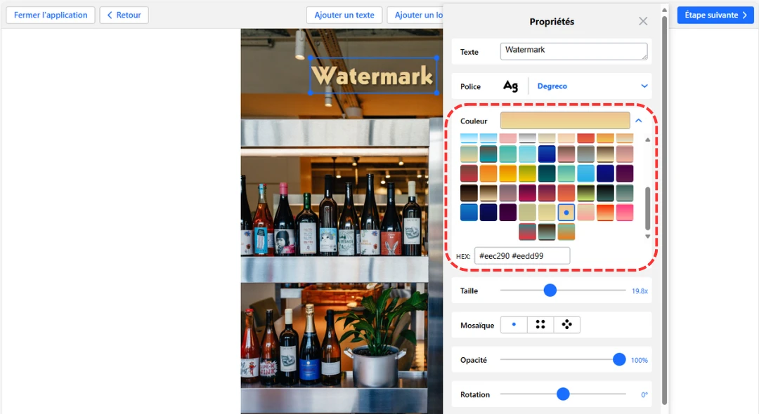 sélectionner la couleur
