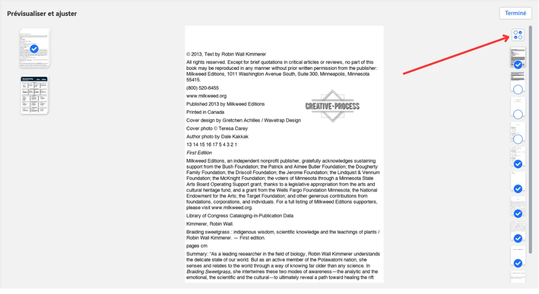 définir les pages à protéger avec un filigrane