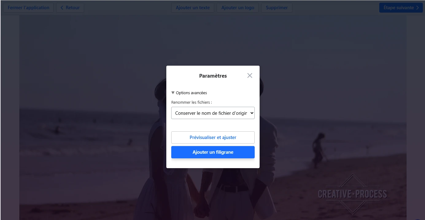 paramètres filigrane vidéo