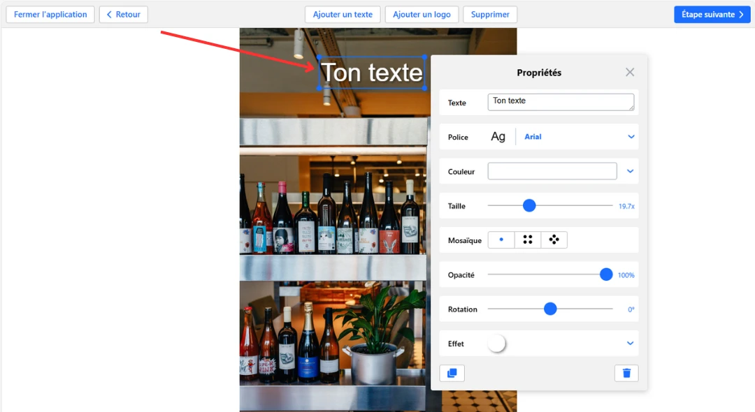 sélectionner le filigrane