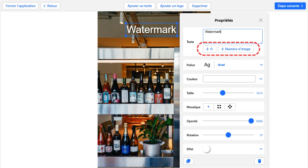 ajouter le symbole de copyright © et le numéro de l’image