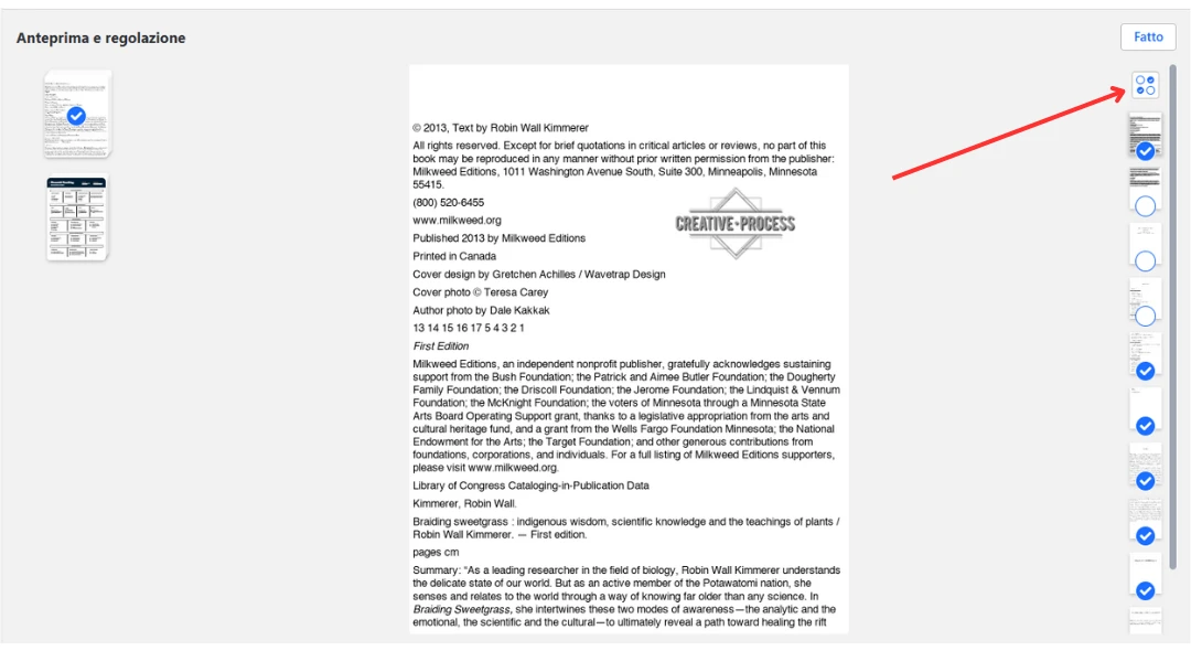 scegli quali pagine proteggere con una filigrana