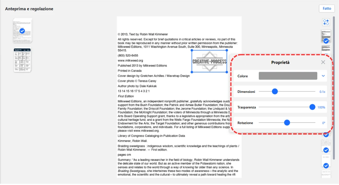 modifica filigrana su PDF