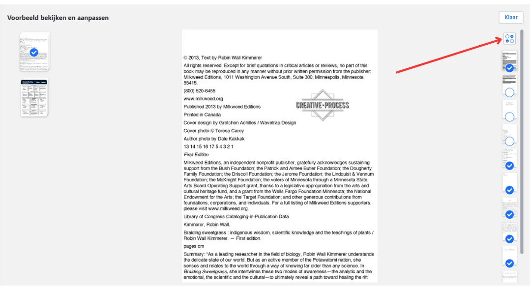 pagina’s selecteren om te beveiligen met watermerk