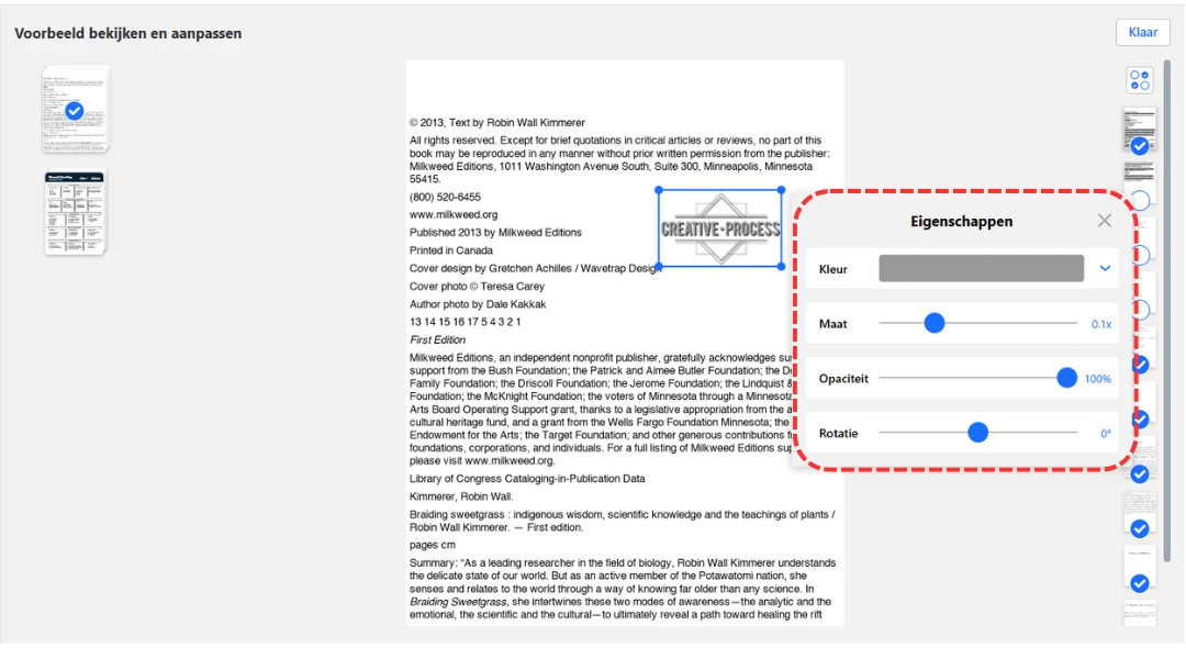 watermerk bewerken op PDF