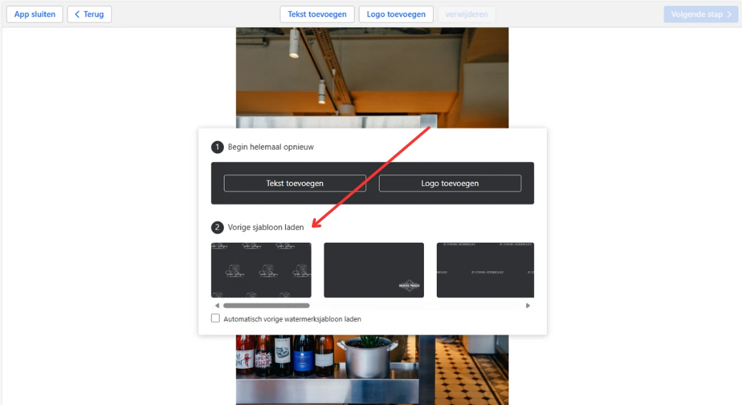 eerder sjabloon laden