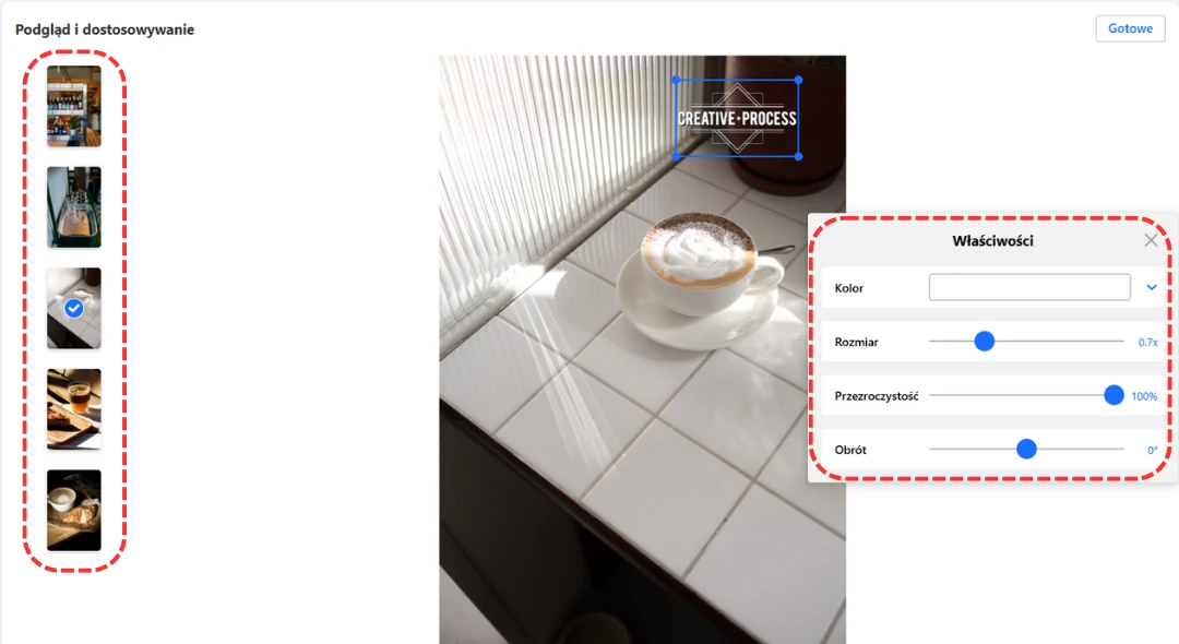 Podgląd znaku wodnego na zdjęciach