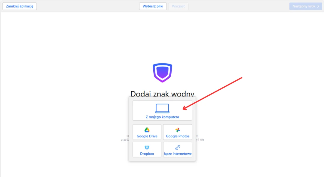 wybierz pliki z komputera