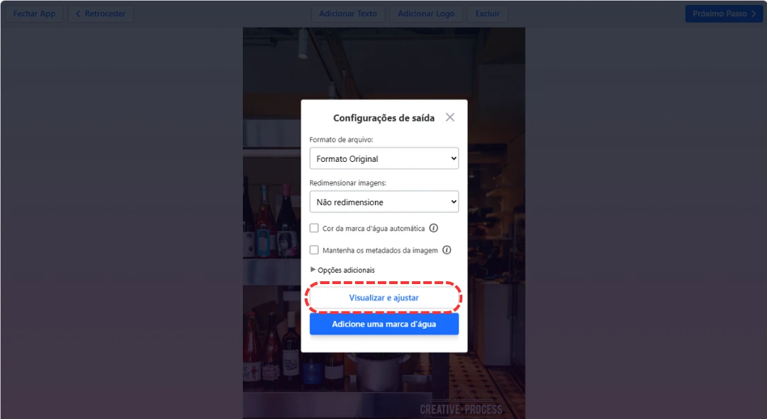 Pré-visualizar e ajustar