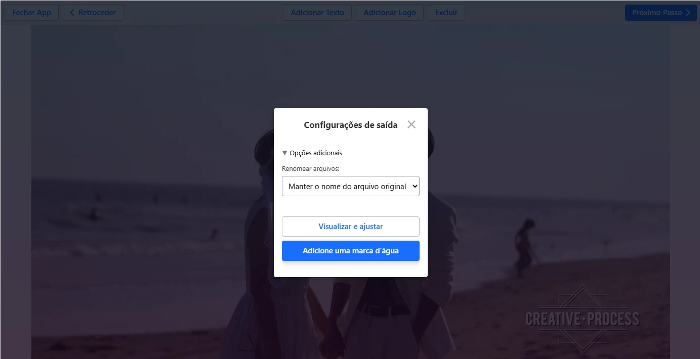 configurações marca d’água em vídeo