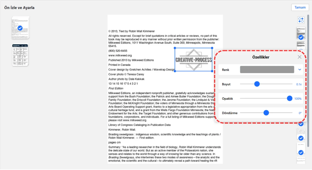 PDF üzerindeki filigranı düzenle