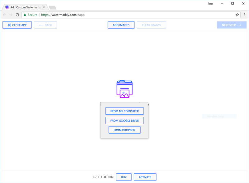 Select images menu