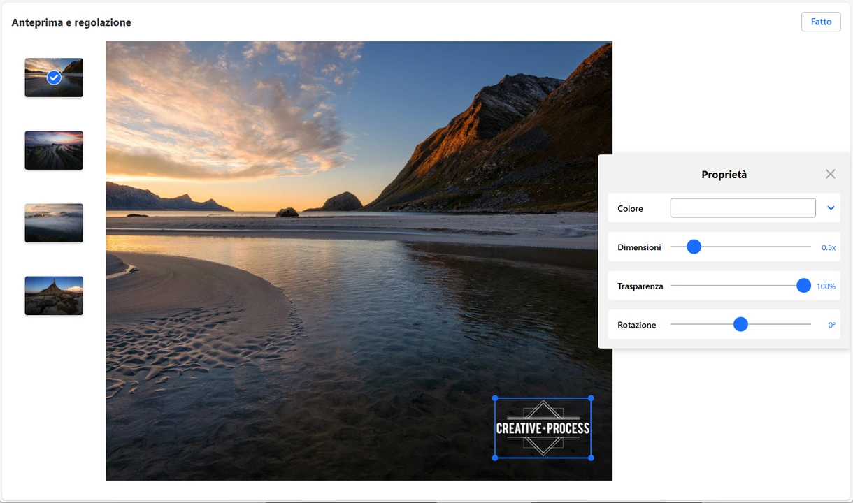 aggiungere watermark alle foto