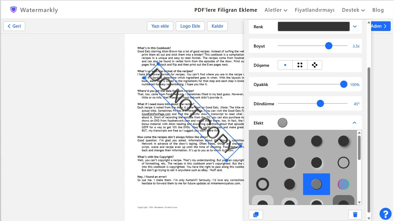 pdf filigran nasıl yapılır