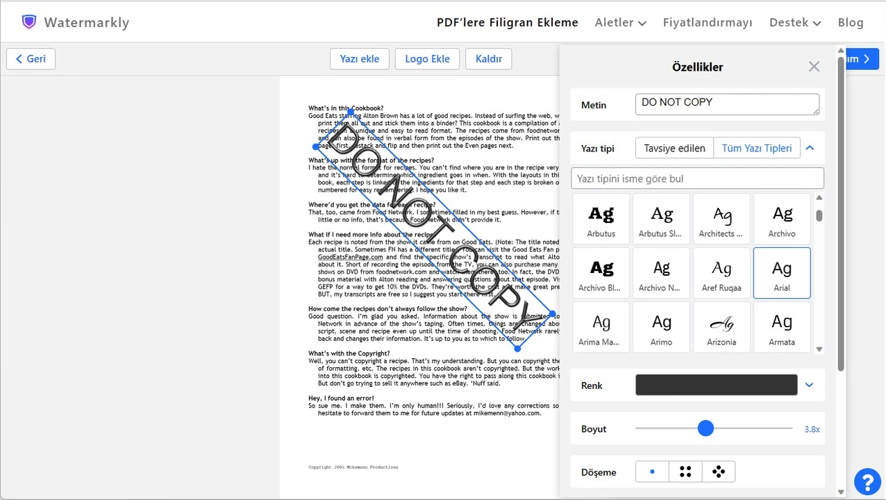 pdf'ye filigran eklemek