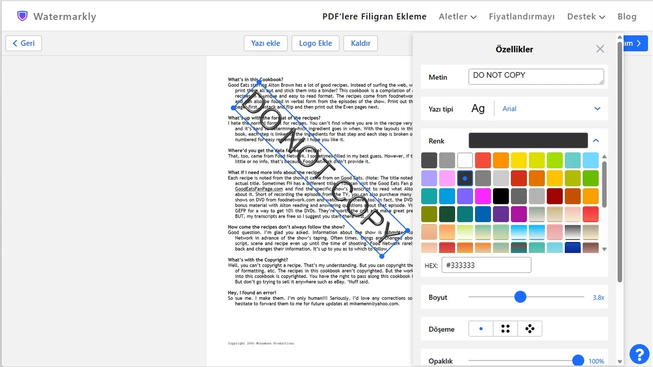 pdf'ye filigran eklemek