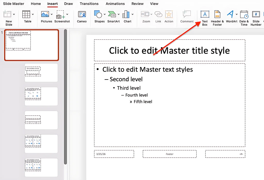 Inserisci Casella di testo per creare una filigrana in PowerPoint