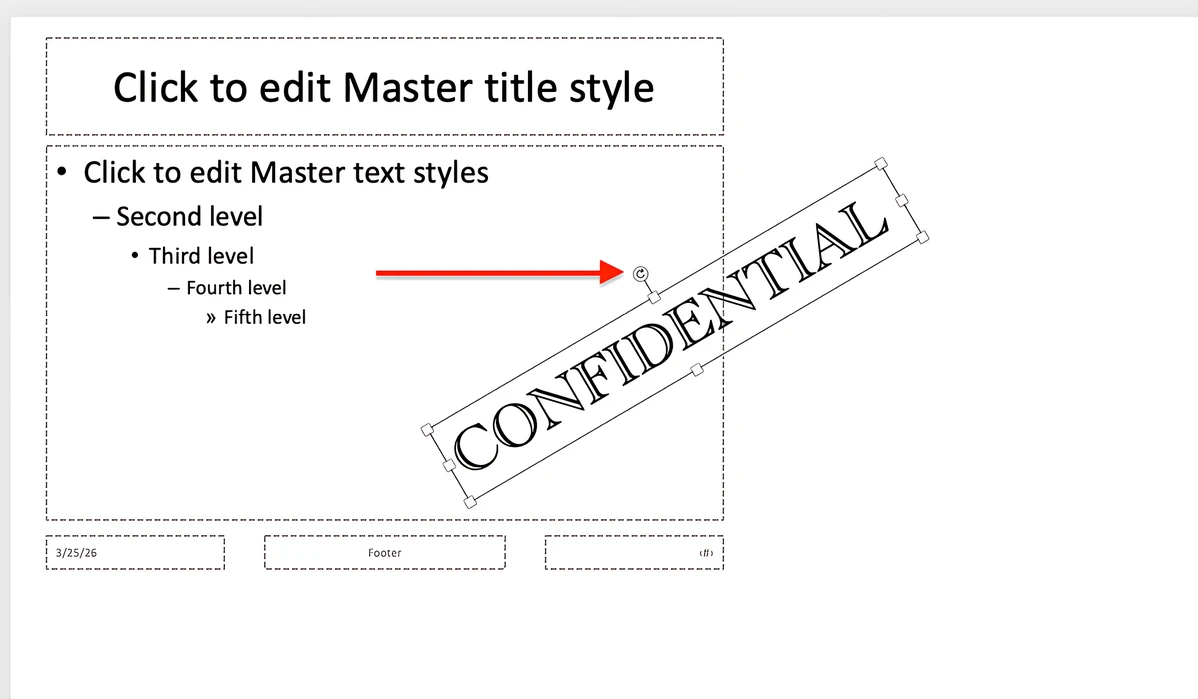 come ruotare una filigrana di testo in PowerPoint
