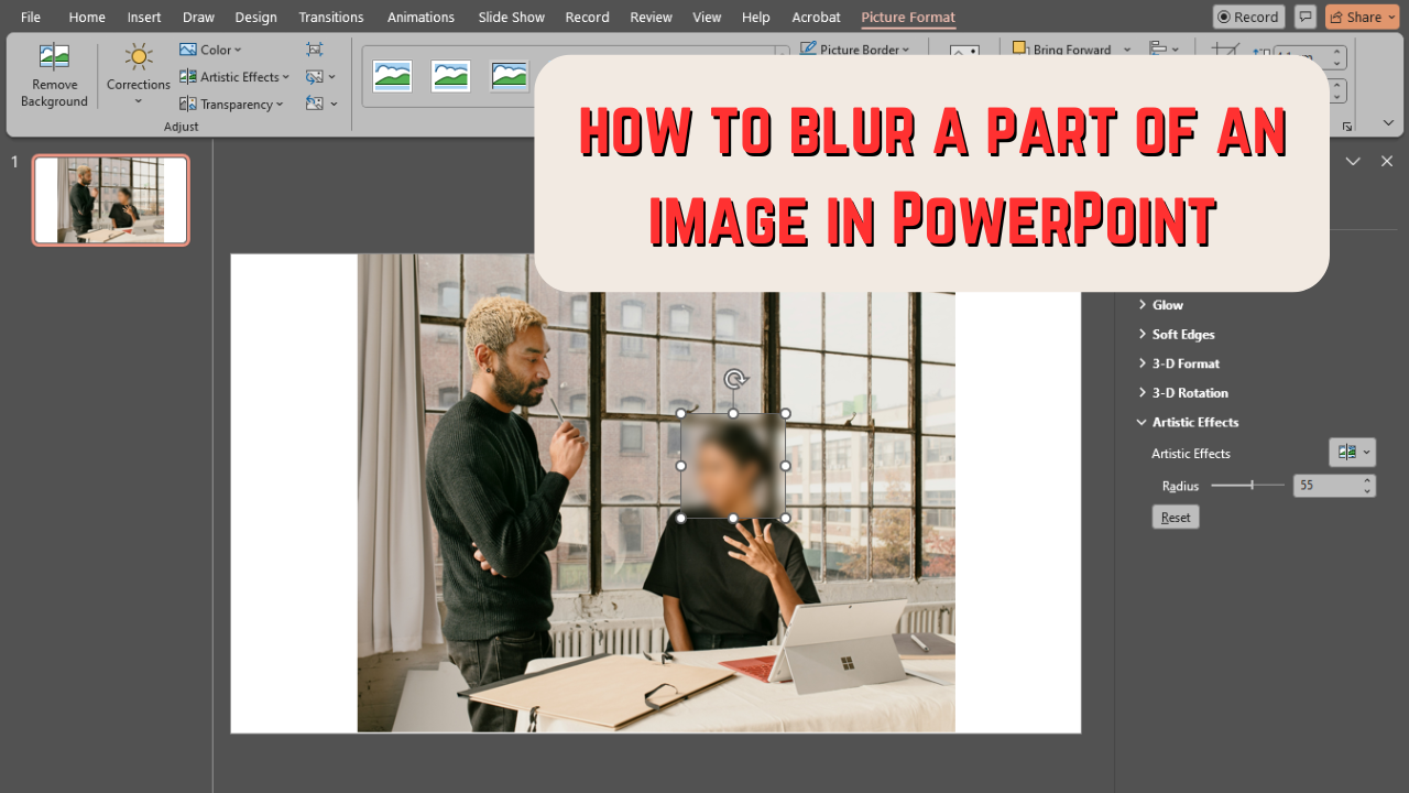 powerpoint blur part of image