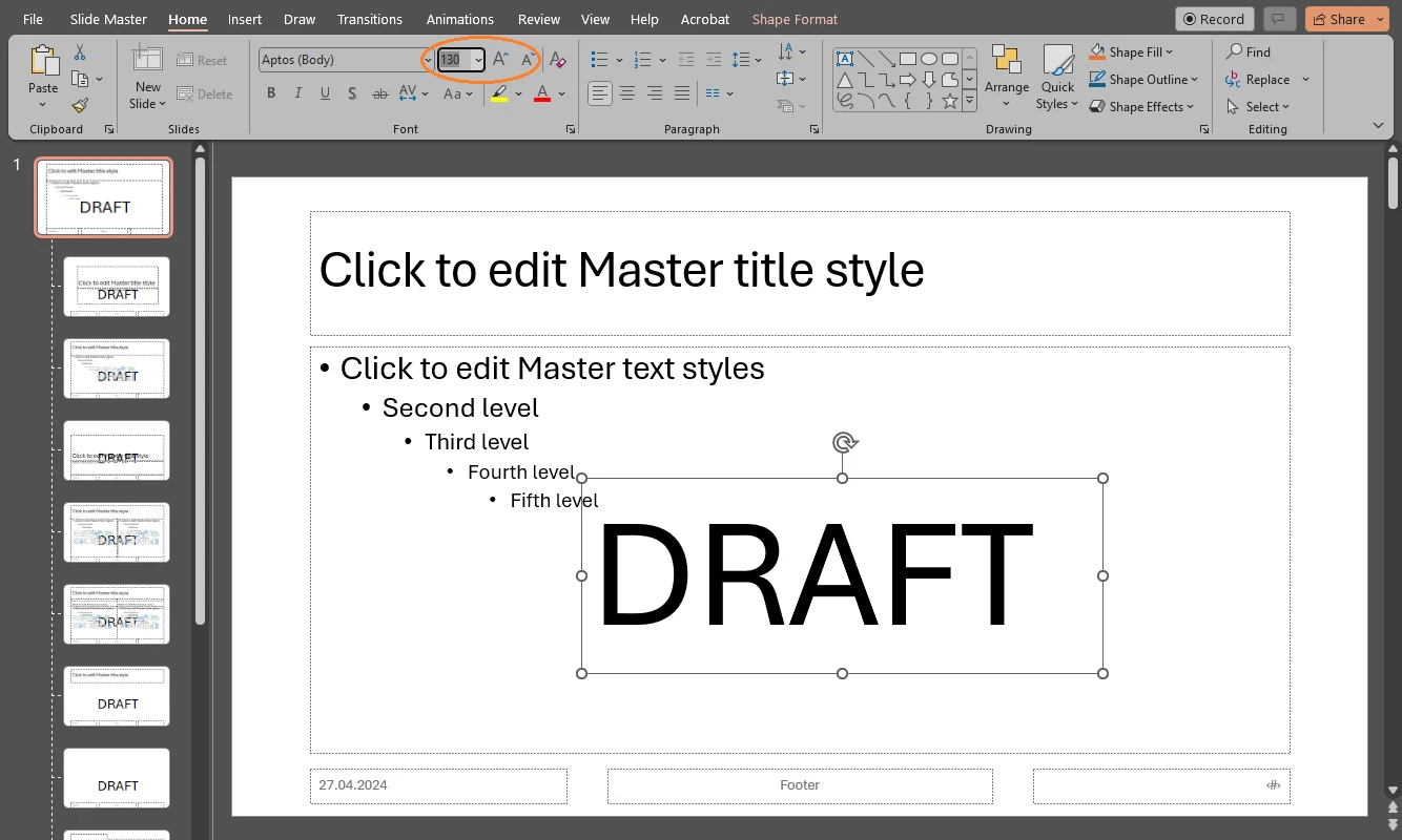 how to add draft watermark in powerpoint