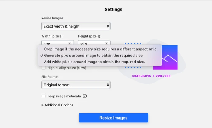how to resize without quality loss - generate pixels