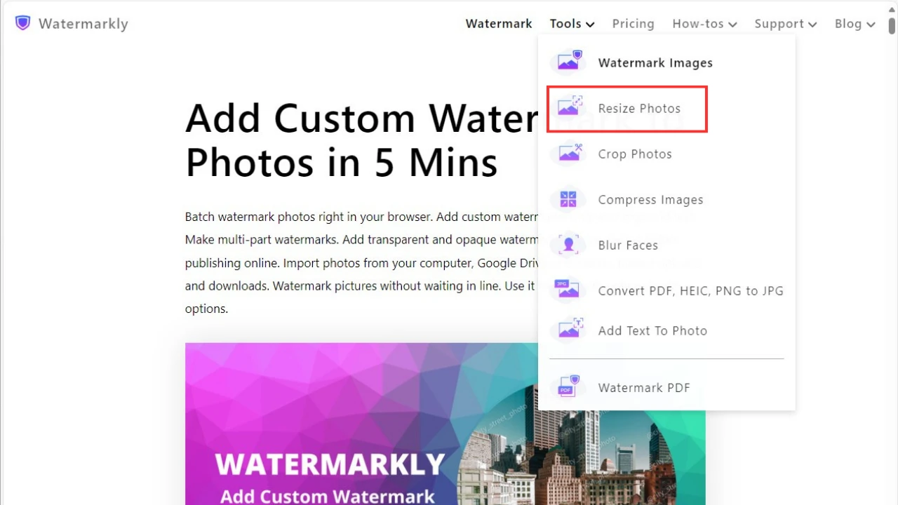 Watermarkly image resizer