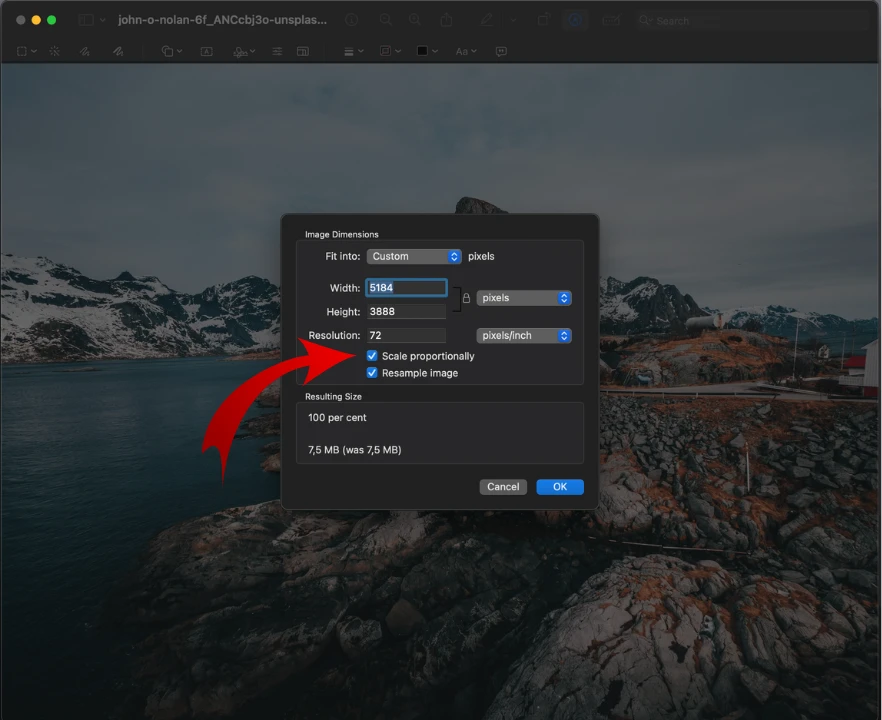 how to resize image on mac