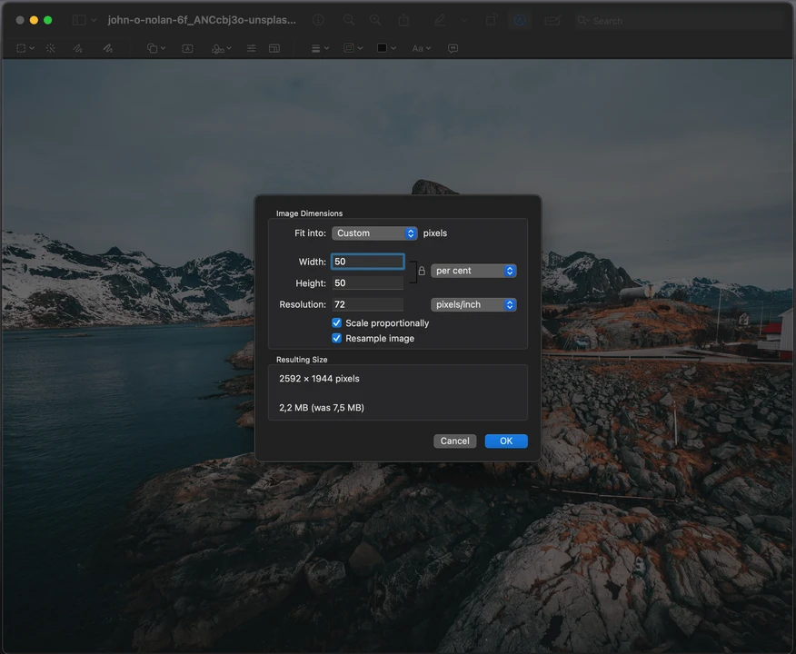 how to resize image on mac