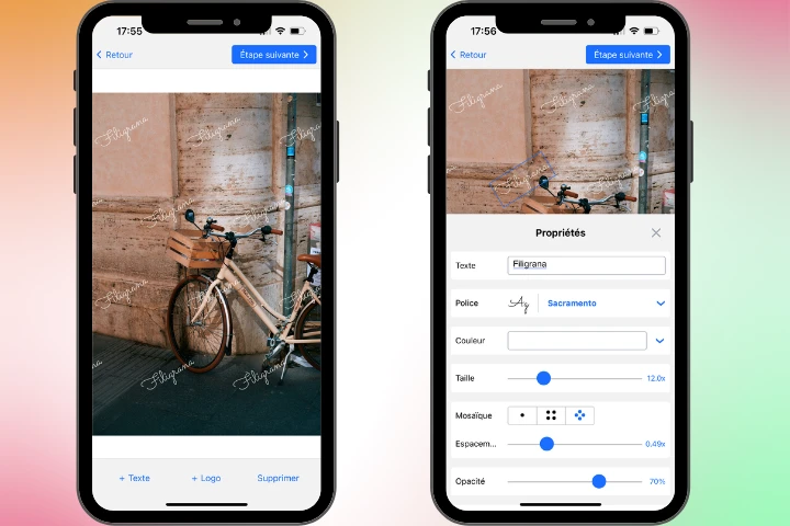 ajouter filigrane photo iphone