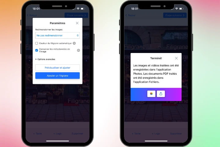 ajouter un filigrane sur iPhone