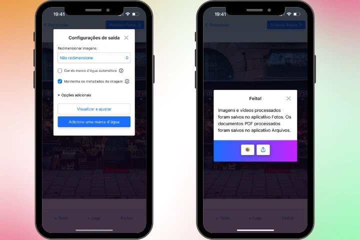 marca d'água no celular