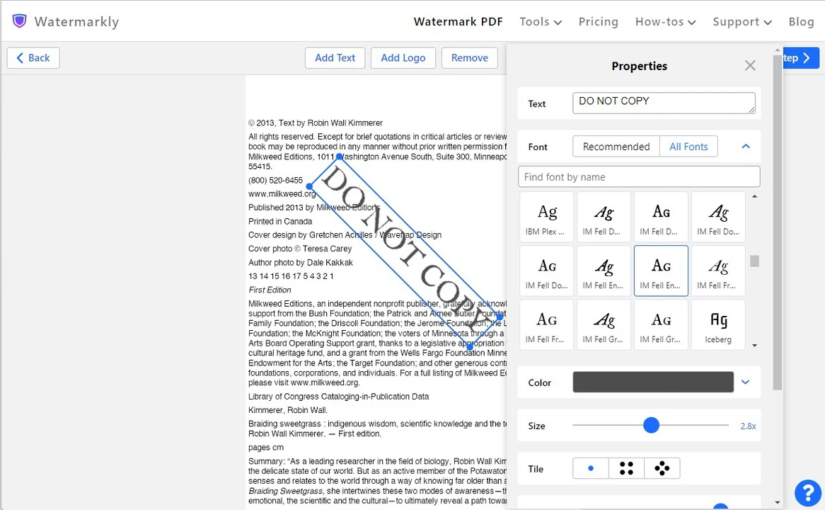 Watermark PDF Online, Free PDF Watermarker