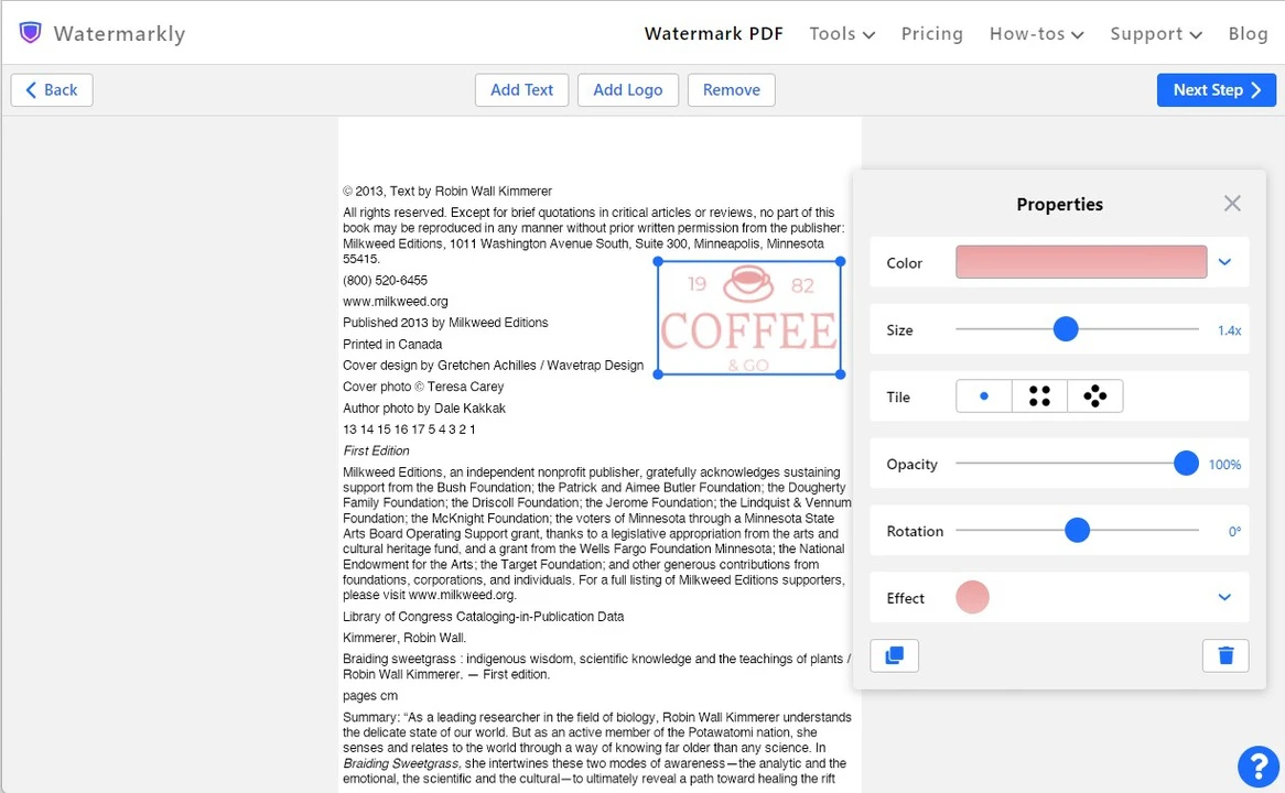 how to add watermark to pdf