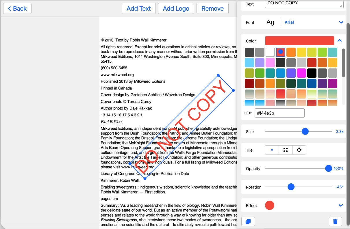 how to add a watermark to a pdf